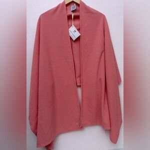 NWT Dudley Stephens Spring St Ribbed Fleece Island Coral Scarf Shawl Cardigan OS